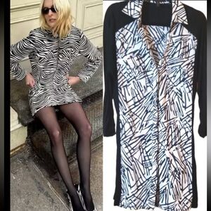 Bcbg MaxAzria zebra combo jersey shirt dress 90’s vintage